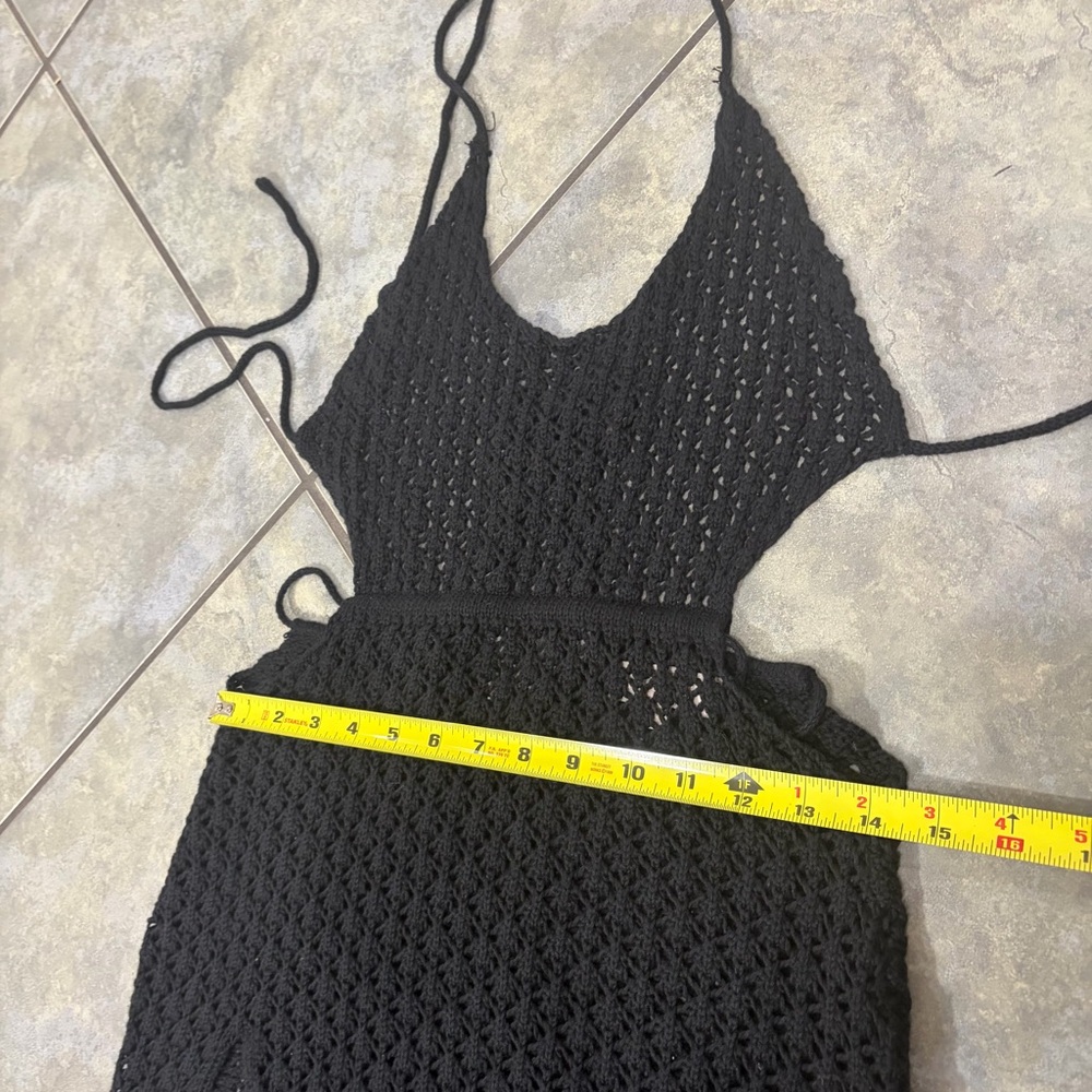Meshki Malia Cut Out Crochet Maxi Dress Black Sz S Beachy Vacay Honeymoon - Picture 11 of 12